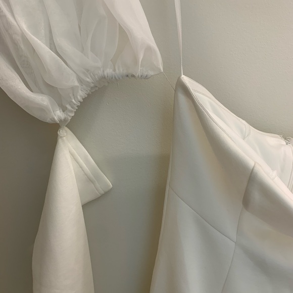 Avec Les Filles Mini Dress With Gloves | Puff Sleeves | Bridal | Engagement - Picture 5 of 8